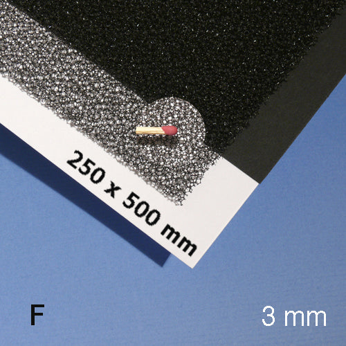 PLANT FOAM SHEET, M=30 PPI BLACK / 30 PPI / 250 x 500 x 3 MM