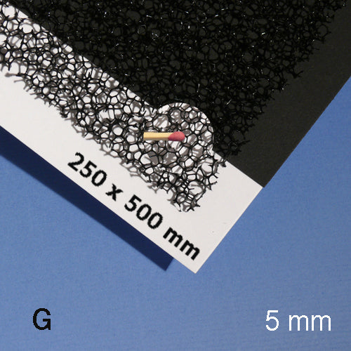 PLANT FOAM SHEET, M=10 PPI BLACK / 10 PPI / 250 x 500 x 5 MM