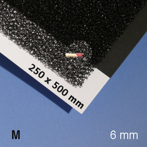 PLANT FOAM SHEET, M=10 PPI BLACK / 10 PPI / 250 x 500 x 6 MM