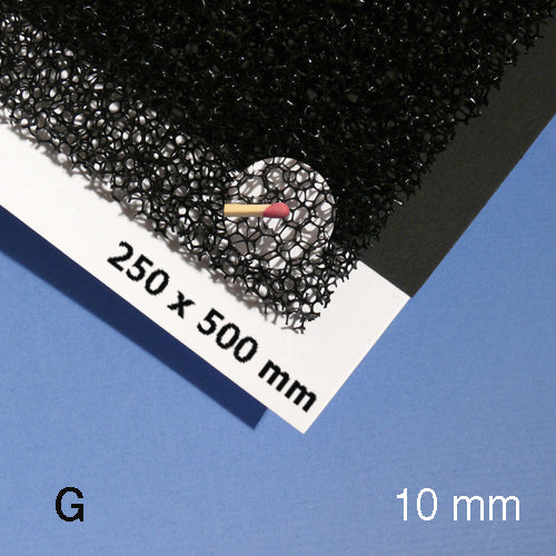 PLANT FOAM SHEET, M=10 PPI BLACK / 10 PPI / 250 x 500 x 10 MM