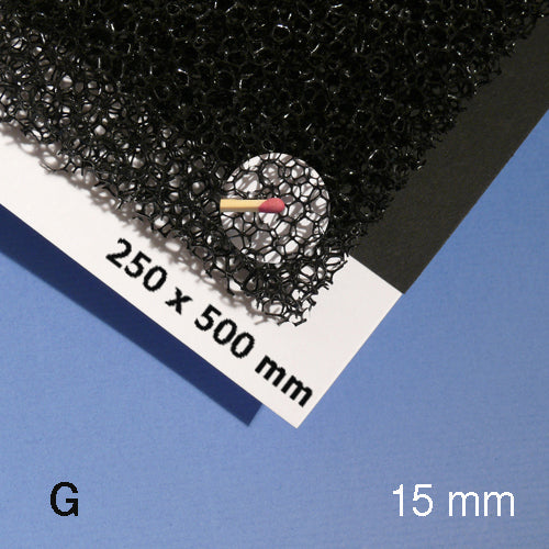 PLANT FOAM SHEET, M=10 PPI BLACK / 10 PPI / 250 x 500 x 15 MM