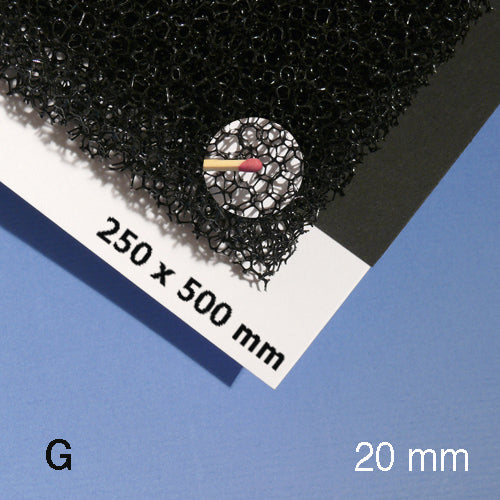 PLANT FOAM SHEET, M=10 PPI BLACK / 10 PPI / 250 x 500 x 20 MM