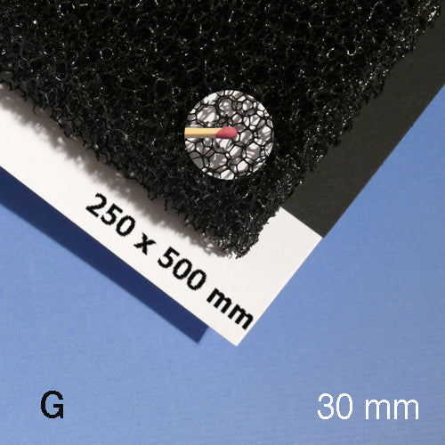 PLANT FOAM SHEET, M=10 PPI BLACK / 10 PPI / 250 x 500 x 30 MM