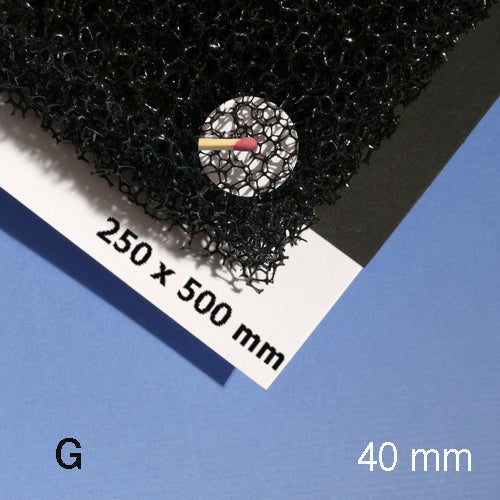PLANT FOAM SHEET, M=10 PPI BLACK / 10 PPI / 250 x 500 x 40 MM