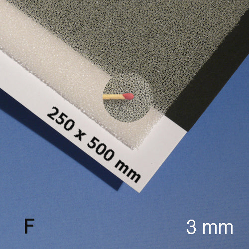 PLANT FOAM SHEET, M=10 PPI CREME / 10 PPI / 250 x 500 x 3 MM