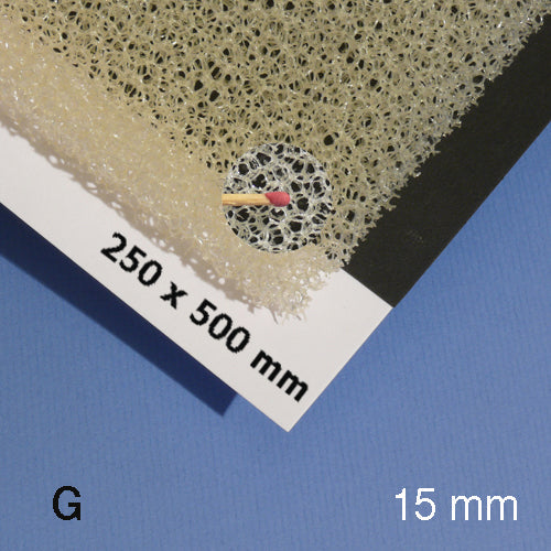 PLANT FOAM SHEET, M=10 PPI CREME / 10 PPI / 250 x 500 x 15 MM