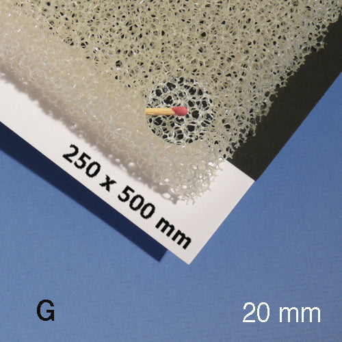 PLANT FOAM SHEET, M=10 PPI CREME / 10 PPI / 250 x 500 x 20 MM