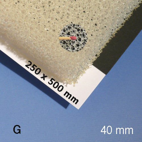 PLANT FOAM SHEET, M=10 PPI CREME / 10 PPI / 250 x 500 x 40 MM