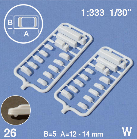 VEHICLES, ASSORTED, M=1:333 WHITE / 1:333 / L = 12-14 MM