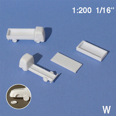 TRUCK w/ 2 FLATBED OPTIONS, M=1:200 WHITE / 1:200 / L = 40 x 12 MM