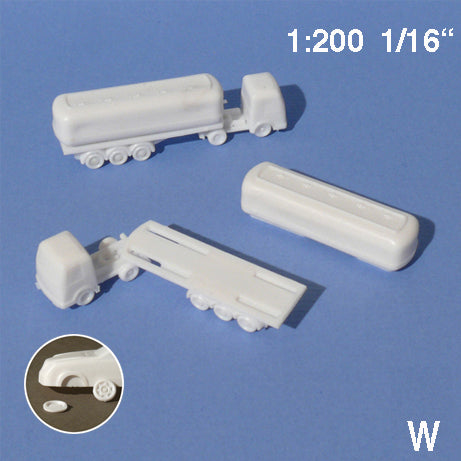 TRAILER TRUCK, TANKER, M=1:200 WHITE / 1:200 / L = 56 MM