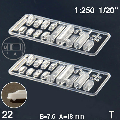 VEHICLES, ASSORTED, M=1:250 CLEAR / 1:250 / L = 18 MM