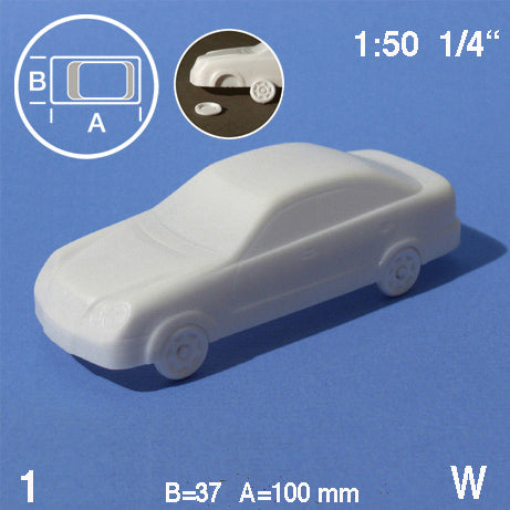 CAR, TYPE 'SEDAN', M=1:50 WHITE / 1:50 / L = 100 MM