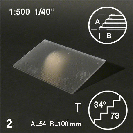 TREAD PLATES, SLOPE = 34°, M=1:500 CLEAR / 1:500 / 54 x 100 MM