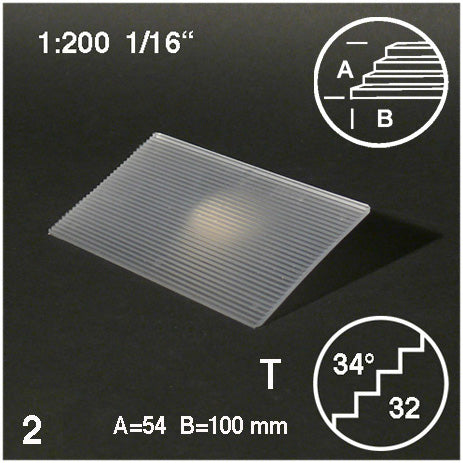 TREAD PLATES, SLOPE = 34°, M=1:200 CLEAR / 1:200 / 54 x 100 MM