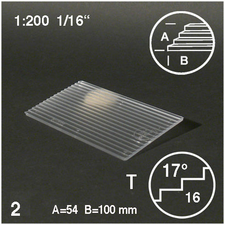 TREAD PLATES, SLOPE = 17°, M=1:200 CLEAR / 1:200 / 54 x 100 MM