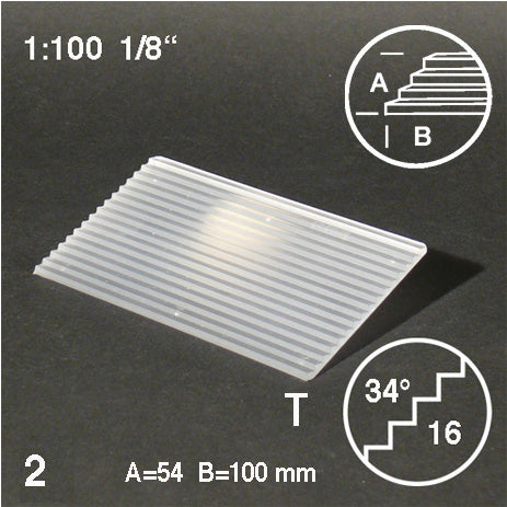 TREAD PLATES, SLOPE = 34°, M=1:100 CLEAR / 1:100 / 54 x 100 MM