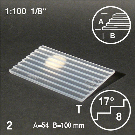 TREAD PLATES, SLOPE = 17°, M=1:100 CLEAR / 1:100 / 54 x 100 MM