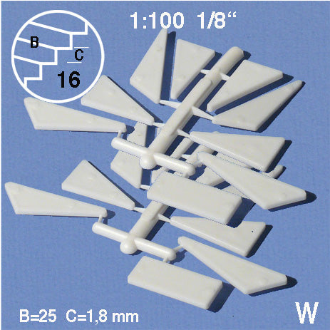 STEPS, 90° TURNS RIGHT & LEFT, M=1:100 WHITE / 1:100 / W = 25 MM