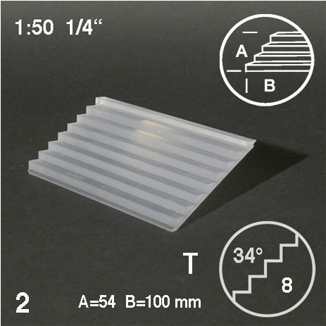 TREAD PLATES, SLOPE = 34°, M=1:50 CLEAR / 1:50 / 54 x 100 MM