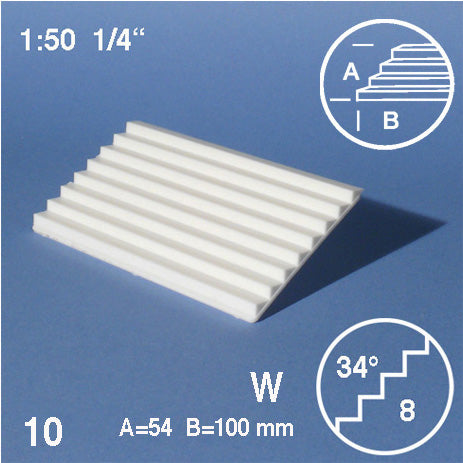 TREAD PLATES, SLOPE = 34°, M=1:50 WHITE / 1:50 / 54 x 100 MM