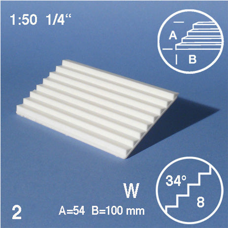 TREAD PLATES, SLOPE = 34°, M=1:50 WHITE / 1:50 / 54 x 100 MM