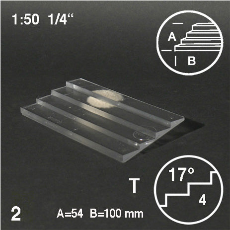 TREAD PLATES, SLOPE = 17°, M=1:50 CLEAR / 1:50 / 54 x 100 MM