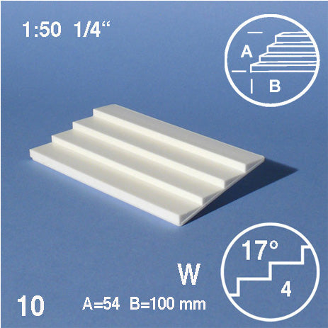 TREAD PLATES, SLOPE = 17°, M=1:50 WHITE / 1:50 / 54 x 100 MM