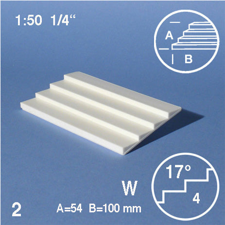 TREAD PLATES, SLOPE = 17°, M=1:50 WHITE / 1:50 / 54 x 100 MM