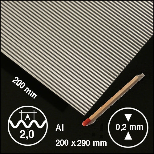 CORRUGATED METAL, L = 2,0 MM ALU / N/A / 200 x 295 x 0.5 MM