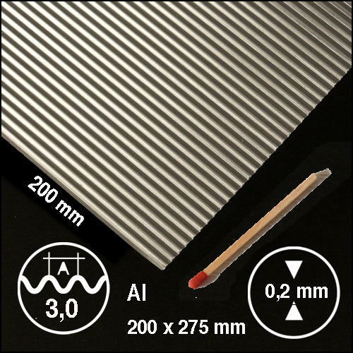 CORRUGATED METAL, L = 3,0 MM ALU / N/A / 200 x 295 x 0.5 MM