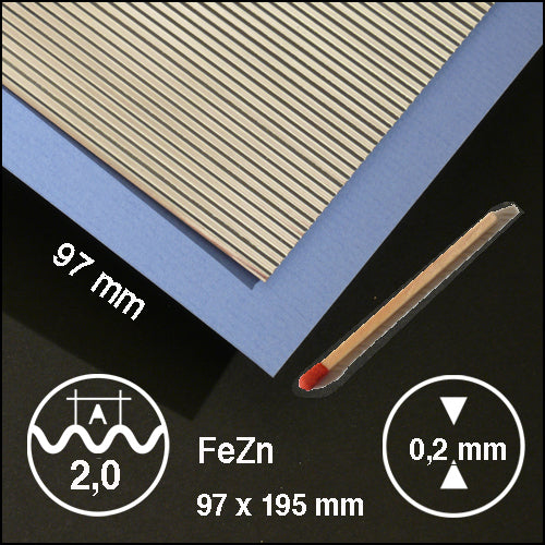 CORRUGATED METAL, L = 2,0 MM TIN / N/A / 95 x 195 MM