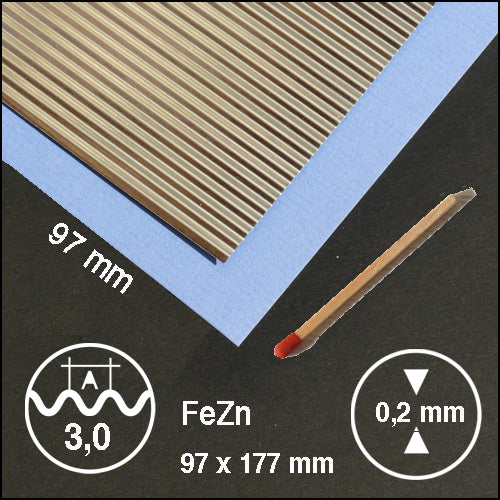 CORRUGATED METAL, L = 3,0 MM TIN / N/A / 95 x 185 MM