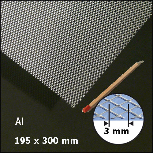 EXPANDED METAL SHEET, H = 3,0 MM ALU / N/A / 195 x 300 MM