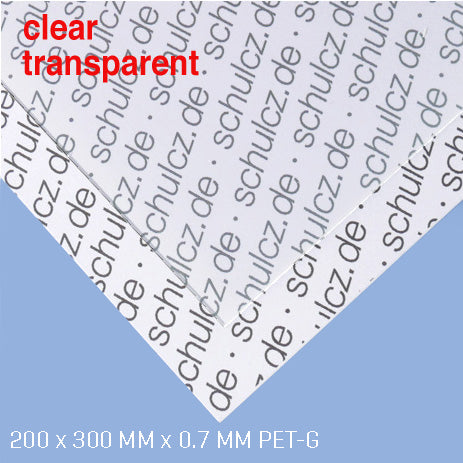PET-G SHEET, CLEAR, D = 0,75 MM CLEAR / N/A / 200 x 300 MM