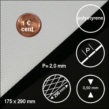 CHEQUERED PLATE, DIAMOND LIGHT GREY / N/A / 175 x 290 x 0.5 MM