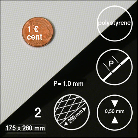 CHEQUERED PLATE, DIAMOND, H = 2,5 MM WHITE / N/A / 175 x 290 x 0.5 MM