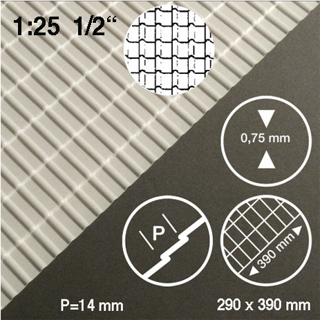 ROOF TILE SHEET, M=1:25 WHITE / 1:25 / 290 x 390 x 0.5 MM