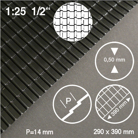 ROOF TILE SHEET, M=1:25 BLACK / 1:25 / 290 x 390 MM