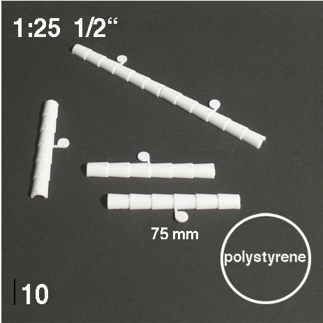 RIDGE TILE STRIPS, ROUND, M=1:25 WHITE / 1:25 / 75 MM