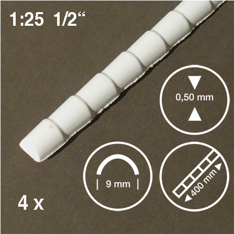 RIDGE TILE STRIPS, ROUND, M=1:25 WHITE / 1:25 / 390 MM