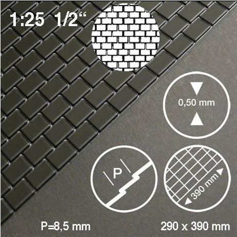 ROOF TILE / SLATES SHEET, M=1:25 BLACK / 1:25 / 290 x 390 x 0.5 MM
