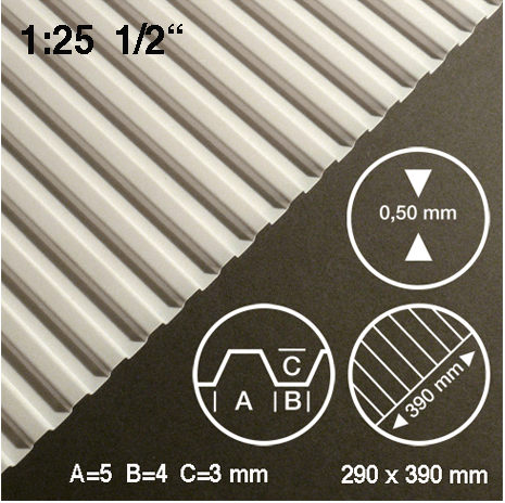 METAL SIDING, M=1:25 WHITE / 1:25 / 290 x 390 x 0.5 MM