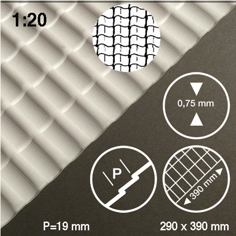 ROOF TILE SHEET, M=1:20 WHITE / 1:20 / 290 x 390 MM