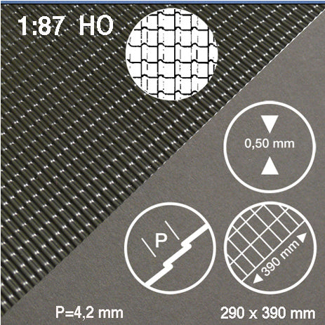 ROOF TILE SHEET, M=1:87 BLACK / 1:87 / 290 x 390 x 0.5 MM