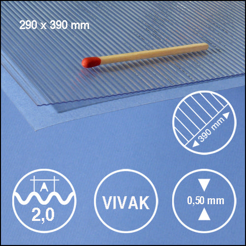 CORRUGATED CLEAR PET-G, L = 2,0 MM CLEAR / N/A / 290 x 390 x 0.5 MM