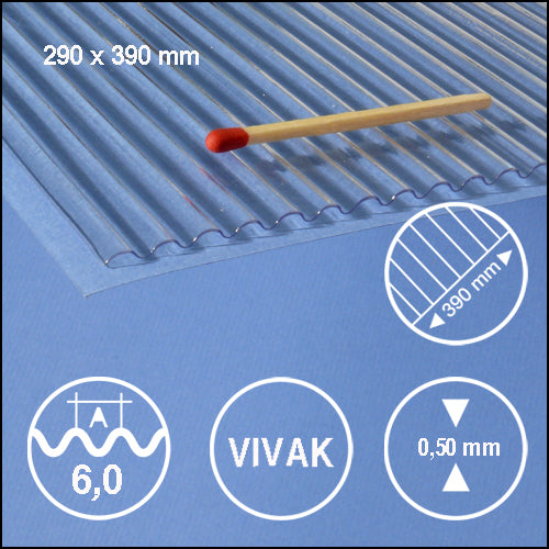 CORRUGATED CLEAR PET-G, L = 6,0 MM CLEAR / N/A / 290 x 390 x 0.5 MM