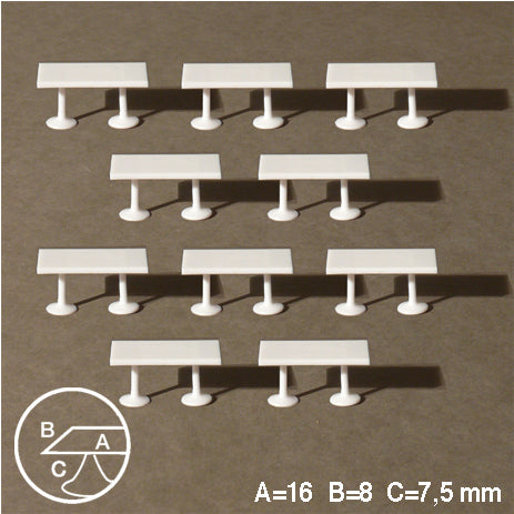 RECTANGULAR TABLES, 2 LEGS, M=1:100 WHITE / 1:100 / 16 x 8 MM