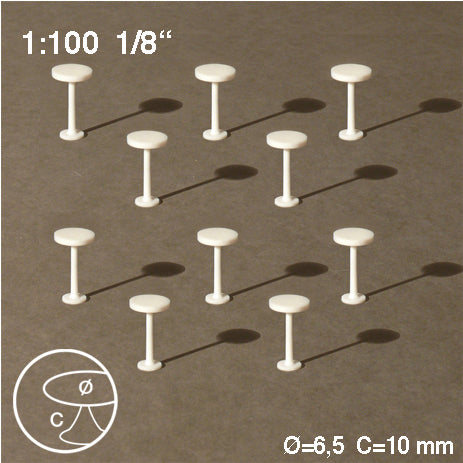BAR TABLES, M=1:100 WHITE / 1:100 / D = 6.5 MM