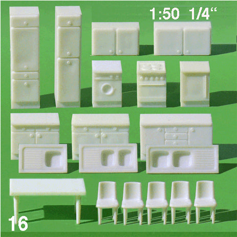 KITCHEN FURNITURE SET WHITE / 1:50 / N/A